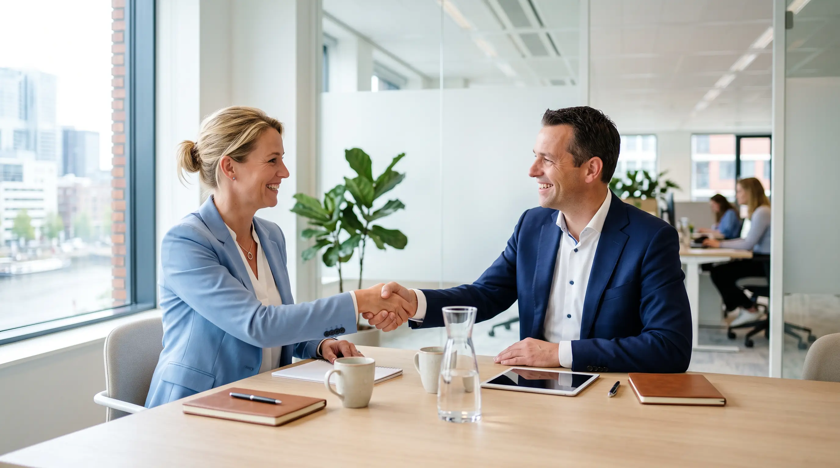 Tevreden klanten na een goed gesprek